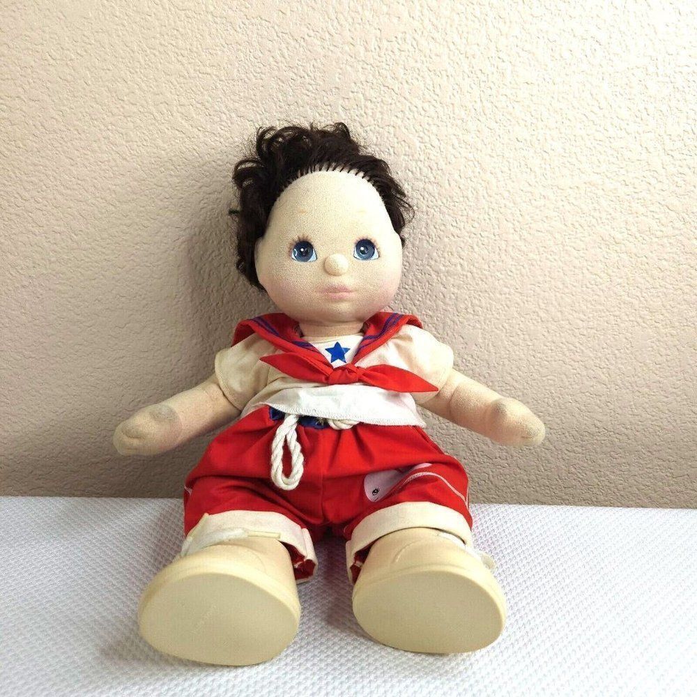 Vintage My Child Doll 1985 Boy Brunette Blue Eyes Red Sailor Outfit Shoes